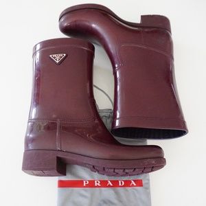Burgundy PRADA Rain Boots Size 37